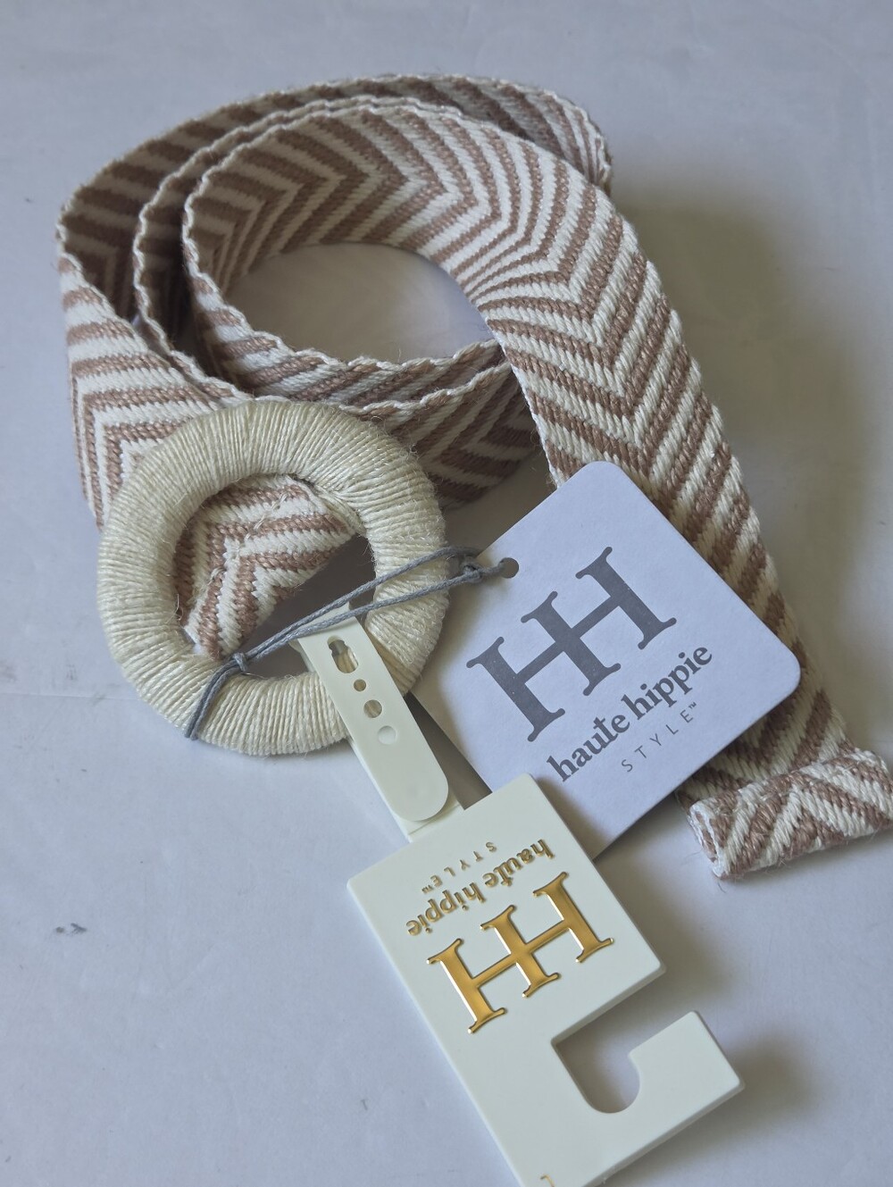 Haute Hippie Beige & Cream Woven Belt